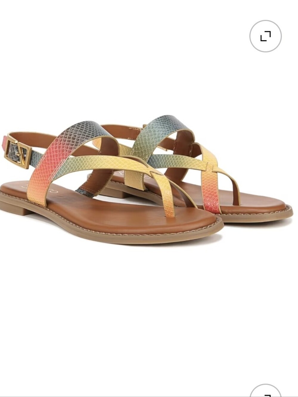 Franco Sarto Women's Gabby Flat Sandal Multi Snake Print Sz 8 Like New